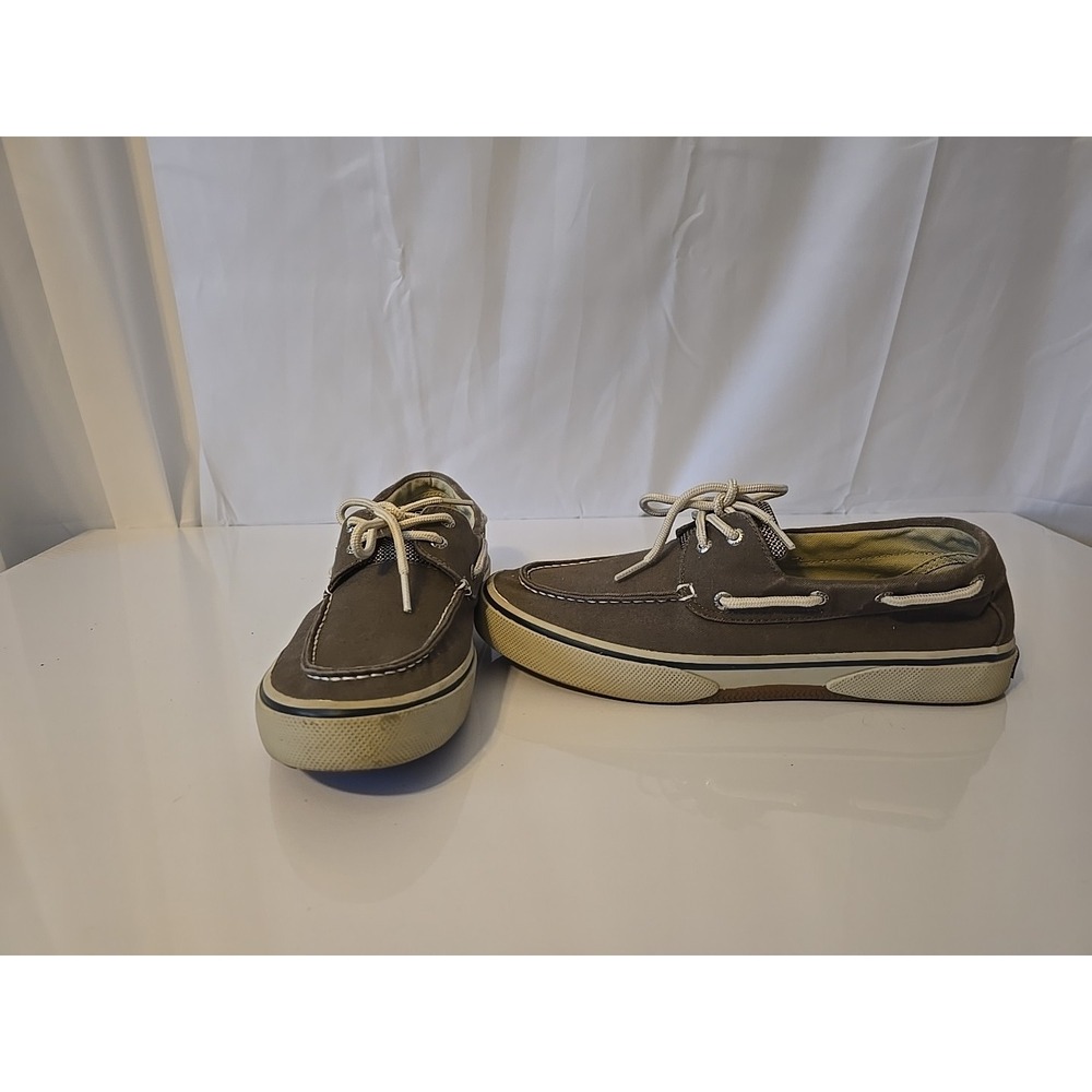 Men's Sperry Grey Canvas Boat Shoes With Laces & Memory Foam 10 M